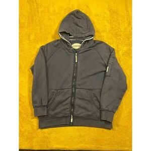 VINTAGE Thumb Zip Up Hoodie Sweatshirt Blue 2X Mens Pockets GRUNGE Y2K